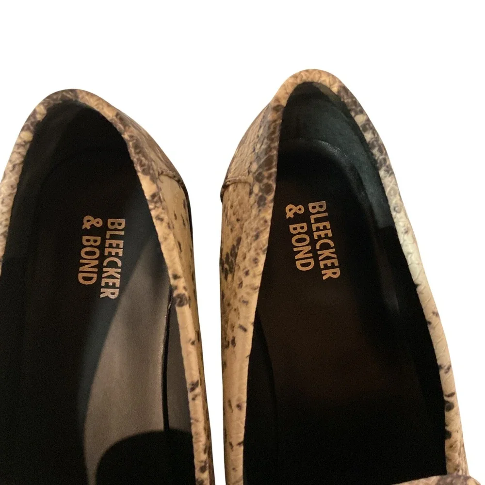 Bleeker & Bond‎ Women's Snakeskin Print Buckle Strap Slip On Flat Loafers Size 8